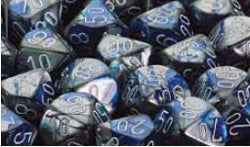 Chessex Gemini Blue-Steel with White 12mm d6 Dice Block (36 Dice)