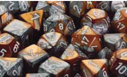 Chessex Gemini Copper-Steel with White 12mm d6 Dice Block (36 Dice)