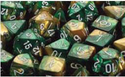 Chessex Gemini Gold-Green with White 12mm d6 Dice Block (36 Dice)