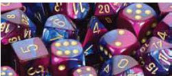 Chessex Gemini Blue-Purple with Gold 12mm d6 Dice Block (36 Dice)