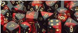 Chessex Gemini Black-Red with Red 12mm d6 Dice Block (36 Dice)