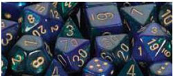 Chessex Gemini Blue-Green with Gold 12mm d6 Dice Block (36 Dice)