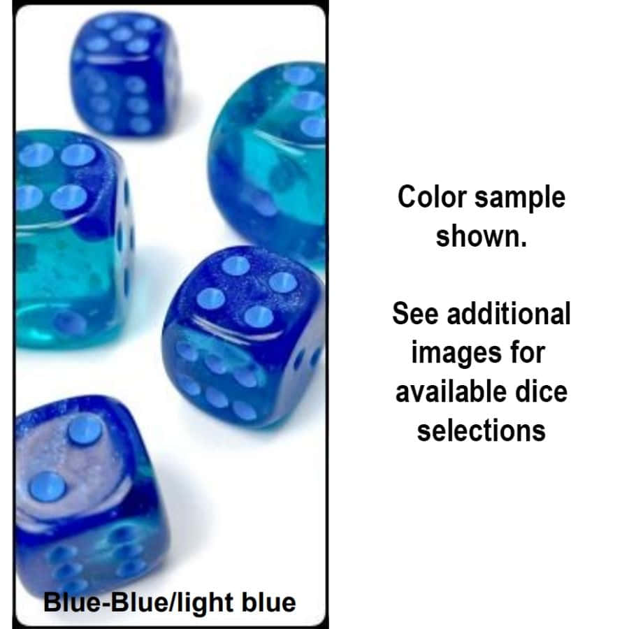 Chessex Gemini Luminary Blue-Blue with Light Blue 16mm d6 Dice Block (12 Dice)