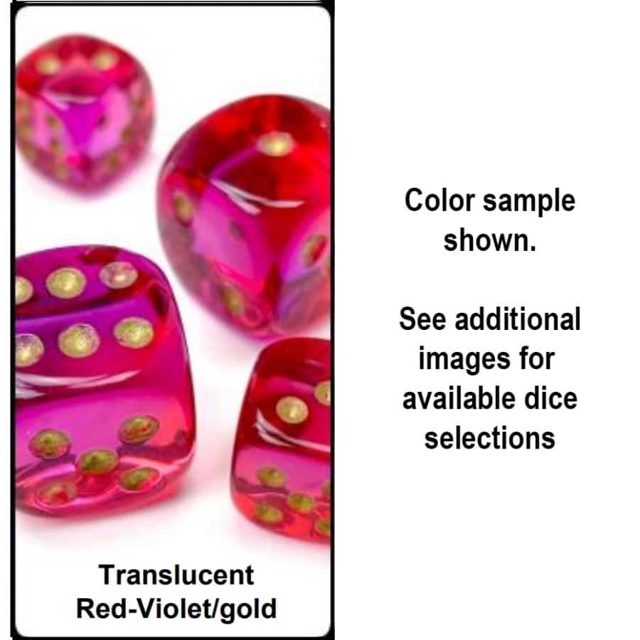 Chessex Gemini Translucent Red-Violet with Gold 16mm d6 Dice Block (12 Dice)