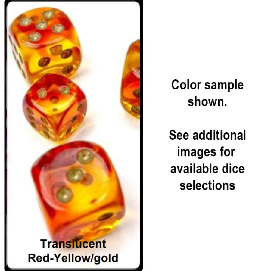 Chessex Gemini Translucent Red-Yellow with Gold 16mm d6 Dice Block (12 Dice)