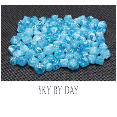 Chessex Borealis Luminary Sky with Silver 12mm d6 Dice Block (36 Dice)