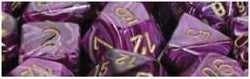 Chessex Vortex Purple with Gold 16mm d6 Dice Block (12 Dice)