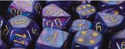Chessex Lustrous Purple with Gold 16mm d6 Dice Block (12 Dice)