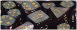 Chessex Lustrous Shadow with Gold 16mm d6 Dice Block (12 Dice)