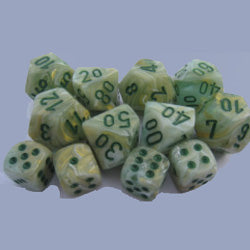 Chessex Marble Green with Dark Green 12mm d6 Dice Block (36 Dice)