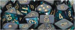 Chessex Scarab Jade with Gold 12mm d6 Dice Block (36 Dice)
