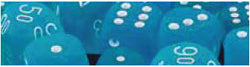 Chessex Frosted 12mm Frosted , Caribbean Blue with White 36ct 12mm d6 Dice Block (36 Dice)