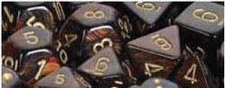 Chessex Scarab 12mm Scarab, blue Blood with Gold, 36ct 12mm d6 Dice Block (36 Dice)