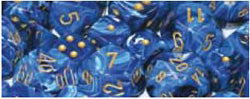 Chessex Vortex Blue with Gold 12mm d6 Dice Block (36 Dice)