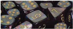 Chessex Lustrous Shadow with Gold 12mm d6 Dice Block (36 Dice)