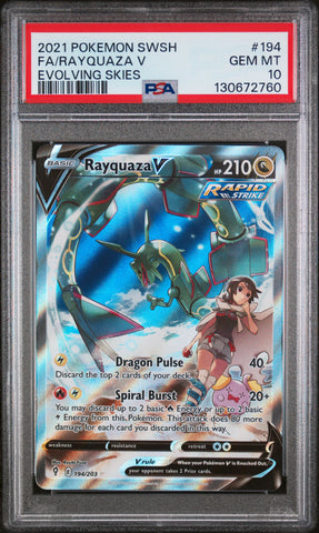 2021 Pokemon Sword & Shield Evolving Skies Rayquaza V 194 - PSA GEM MT 10 - 130672760