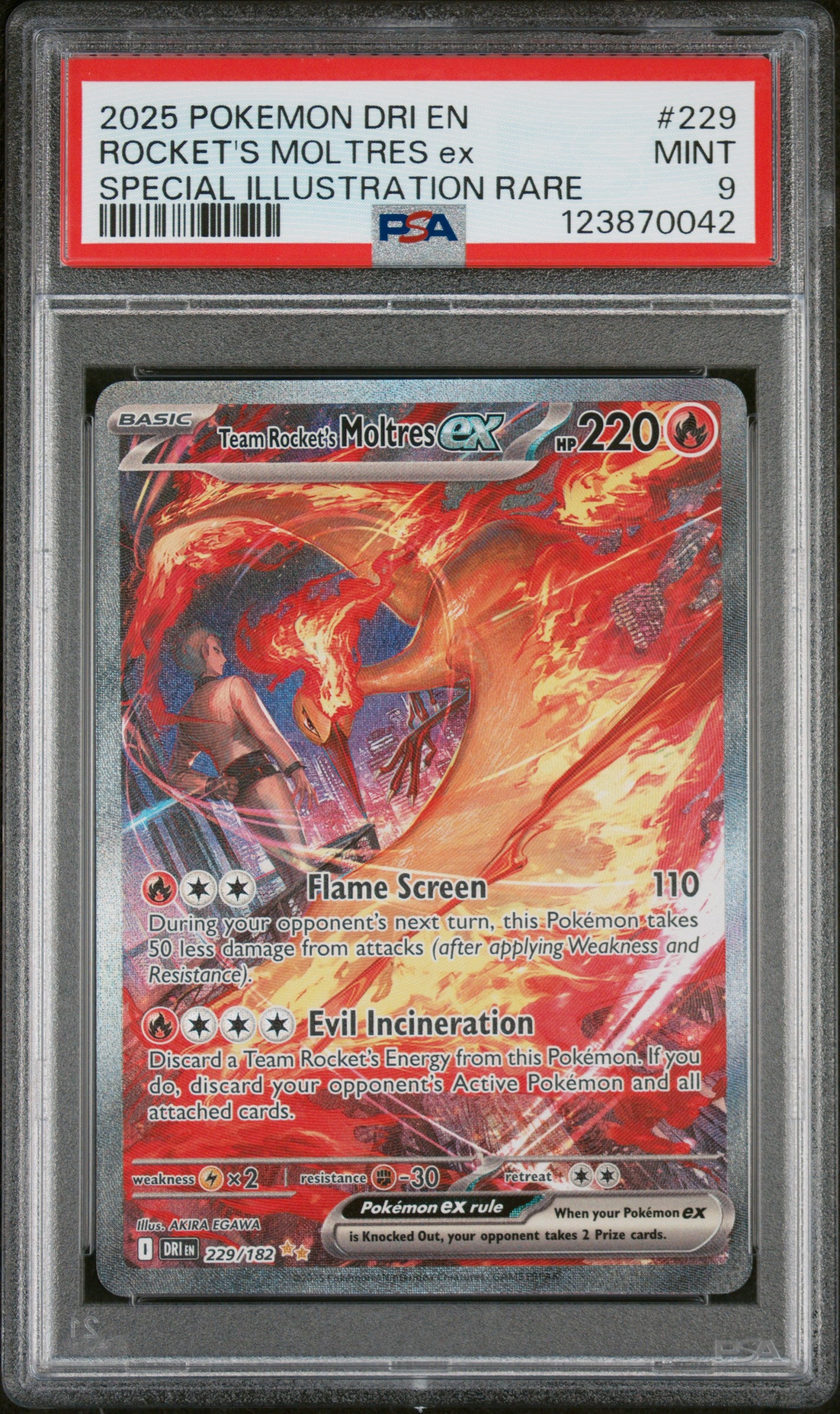 2025 Pokemon Destined Rivals Rocket's Moltres Ex 229 - PSA MINT 9 - 123870042