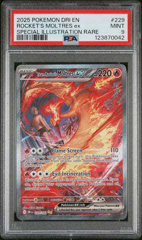 2025 Pokemon Destined Rivals Rocket's Moltres Ex 229 - PSA MINT 9 - 123870042