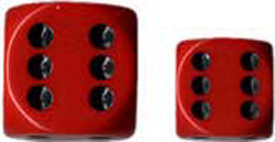 Chessex Opaque Red with Black 12mm d6 Dice Block (36 Dice)