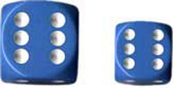 Chessex Opaque Light Blue with White 12mm d6 Dice Block (36 Dice)