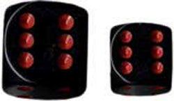 Chessex Opaque Black with Red 12mm d6 Dice Block (36 Dice)
