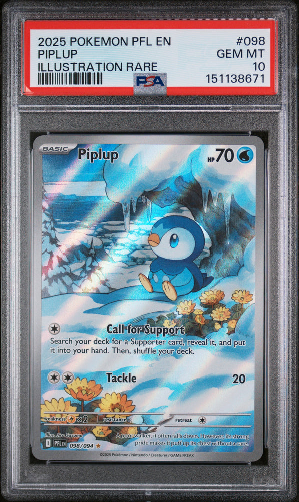 2025 Pokemon Phantasmal Flames Piplup 098 - PSA GEM MT 10 - 151138671