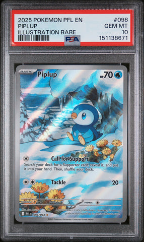 2025 Pokemon Phantasmal Flames Piplup 098 - PSA GEM MT 10 - 151138671