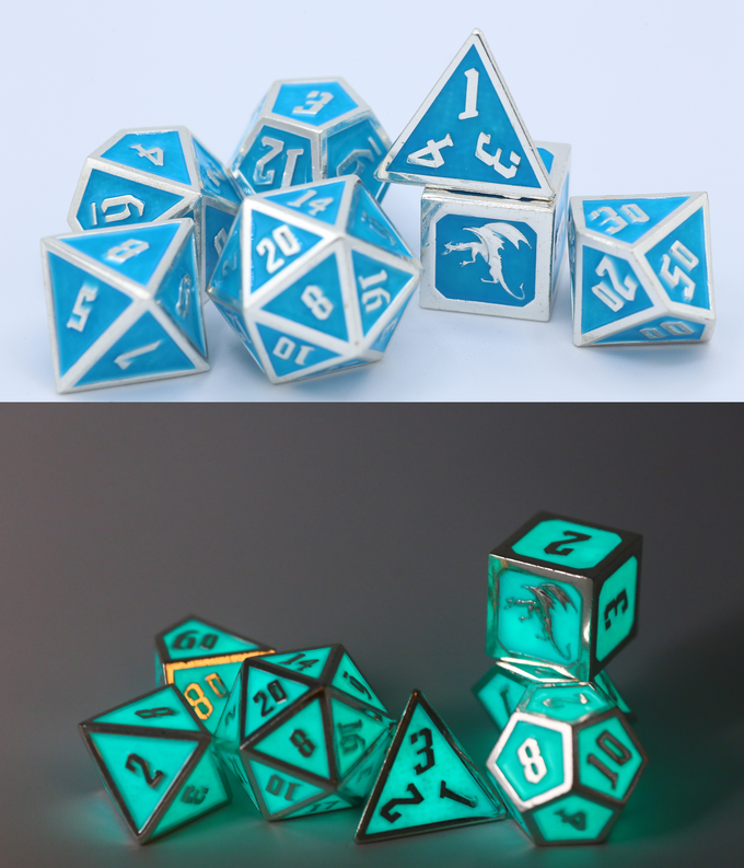 Draconis Solid Metal Polyhedral Dice set