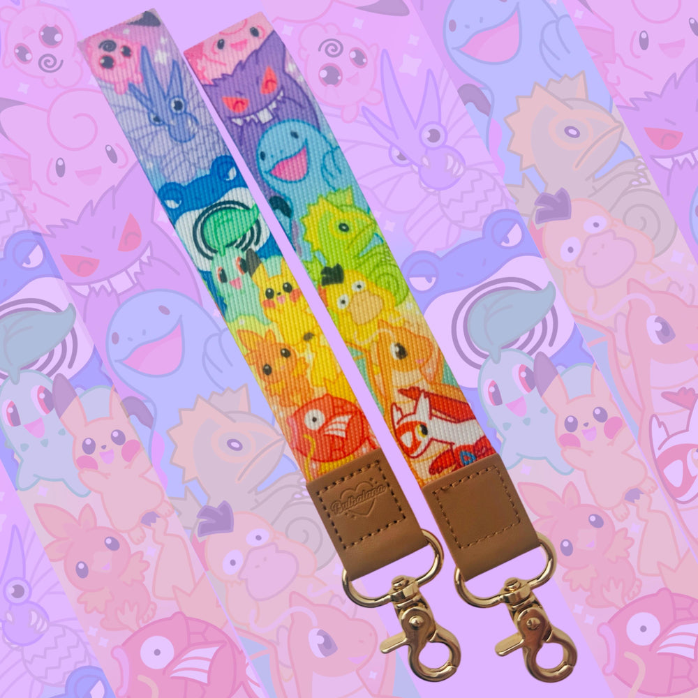 Rainbow Cute Monsters Double Sided Wristlet 6”