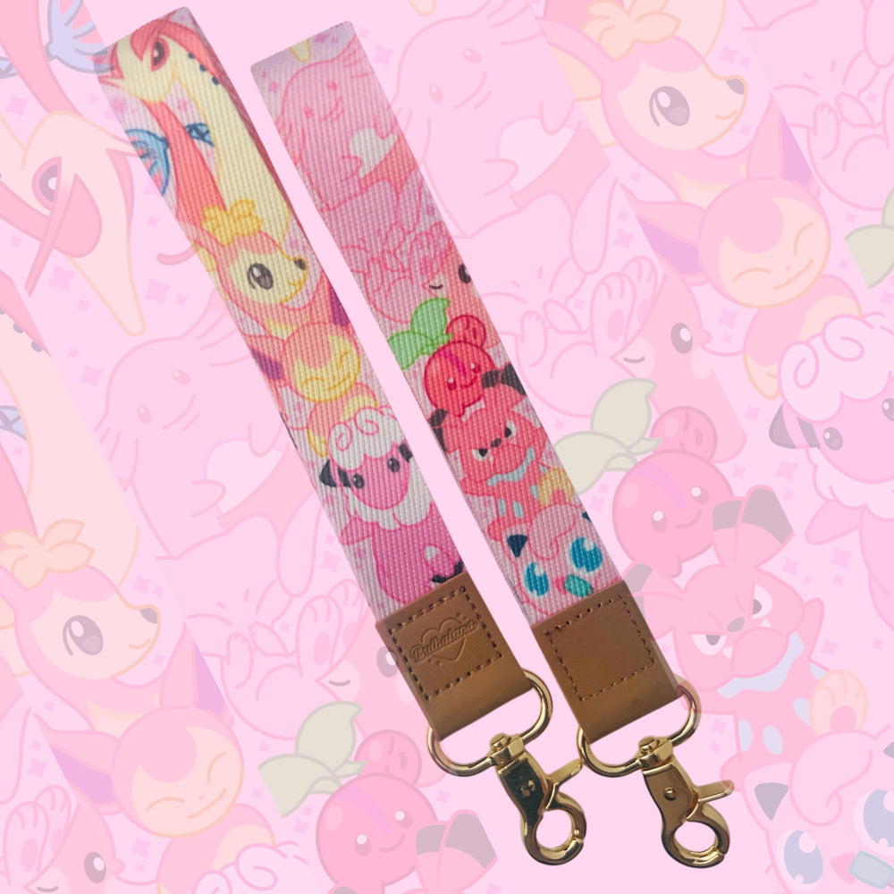 Pink Cute Monsters Double Sided Wristlet 6”