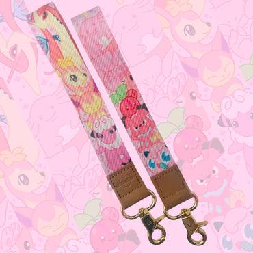 Pink Cute Monsters Double Sided Wristlet 6”
