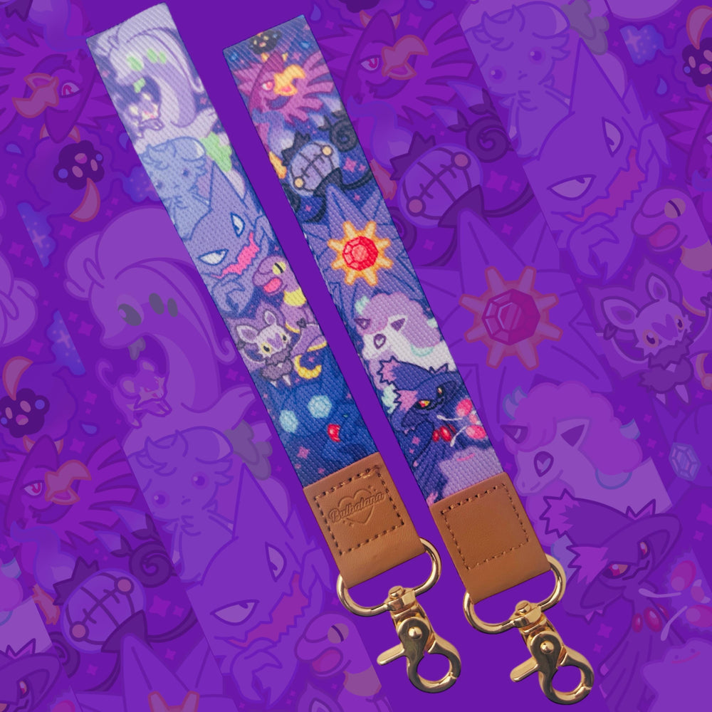 Purple Cute Monsters Double Sided Wristlet 6”