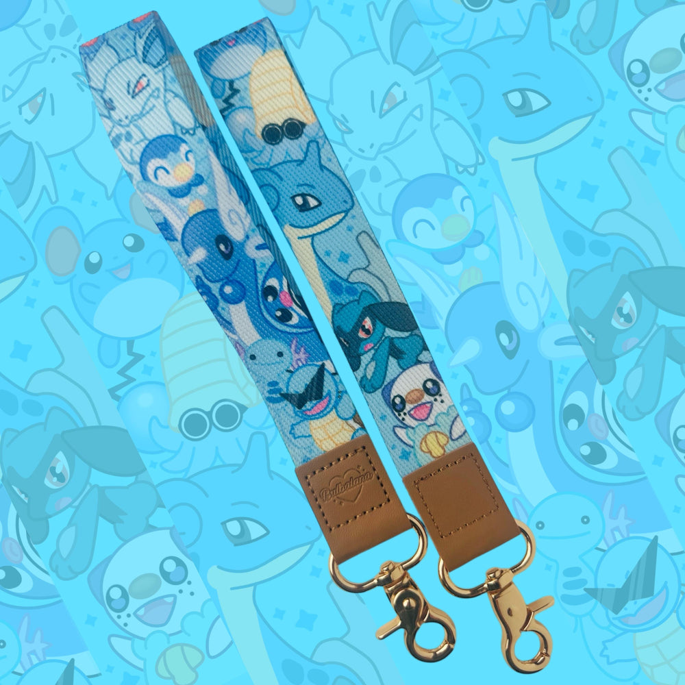 Blue Cute Monsters Double Sided Wristlet 6”