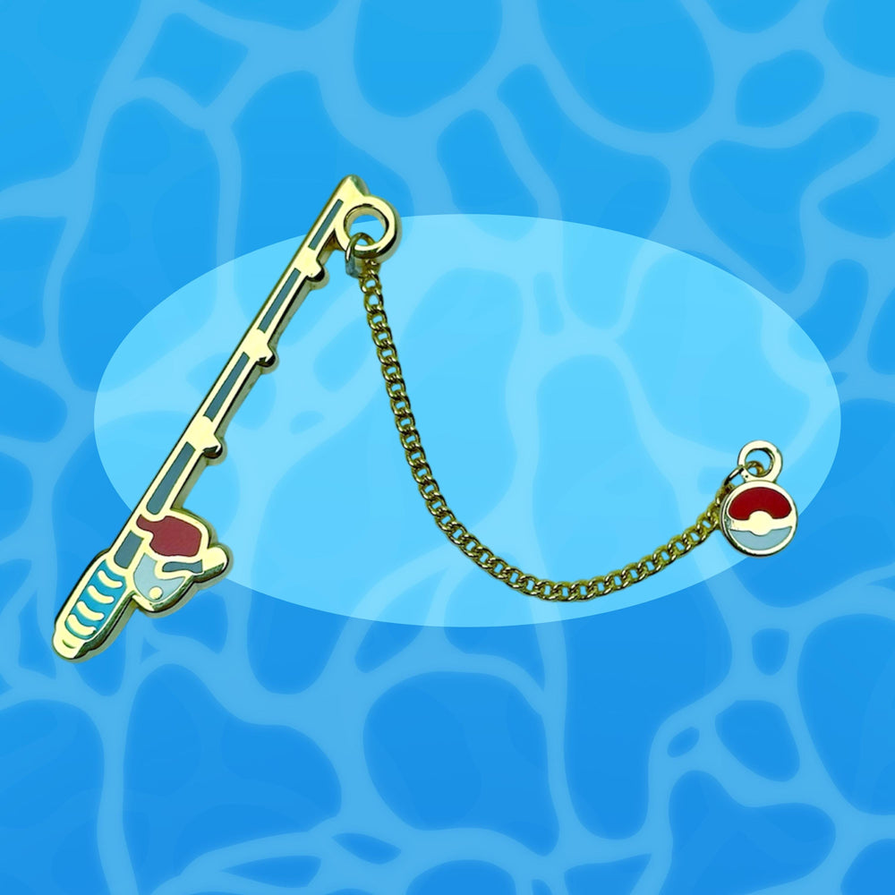 Fishing Rod Enamel Pin with Mini Bobber Pin