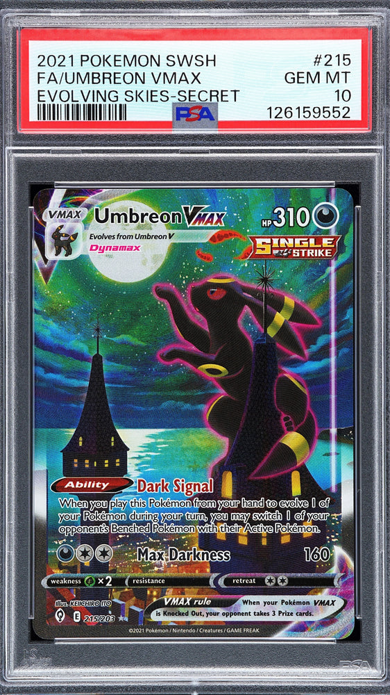 2021 Pokemon Sword & Shield Evolving Skies Umbreon Vmax 215 - PSA GEM MT 10 - 126159552