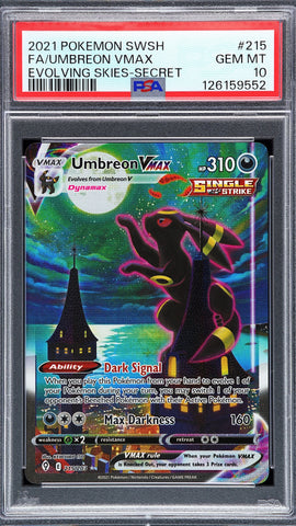 2021 Pokemon Sword & Shield Evolving Skies Umbreon Vmax 215 - PSA GEM MT 10 - 126159552