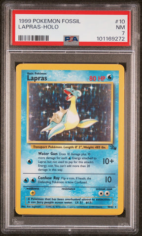 1999 Pokemon Fossil Lapras Holo 10 - PSA NM 7 - 101169272