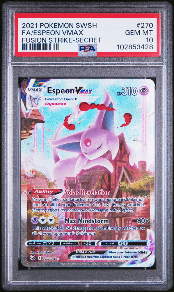 2021 Pokemon Sword & Shield Fusion Strike Espeon Vmax 270 - PSA GEM MT 10 - 102853428