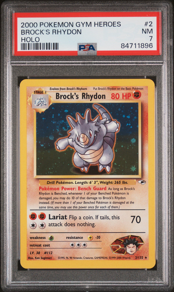 2000 Pokemon Gym Heroes Brock's Rhydon 2 - PSA NM 7 - 84711896