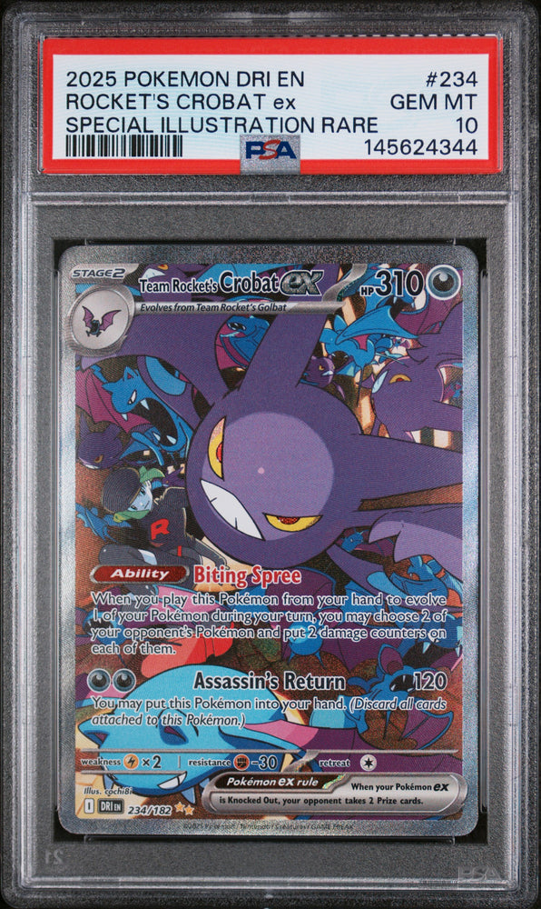 2025 Pokemon Destined Rivals Rocket's Crobat ex 234 - PSA GEM MT 10 - 145624344