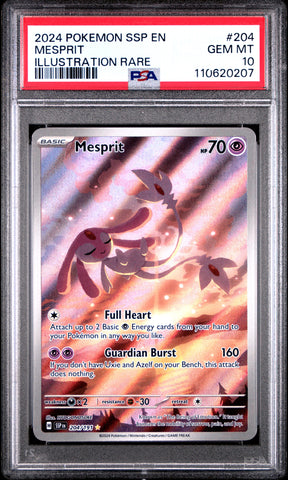 2024 Pokemon Ssp En-surging Sparks Mesprit 204 - PSA GEM MT 10 - 110620207