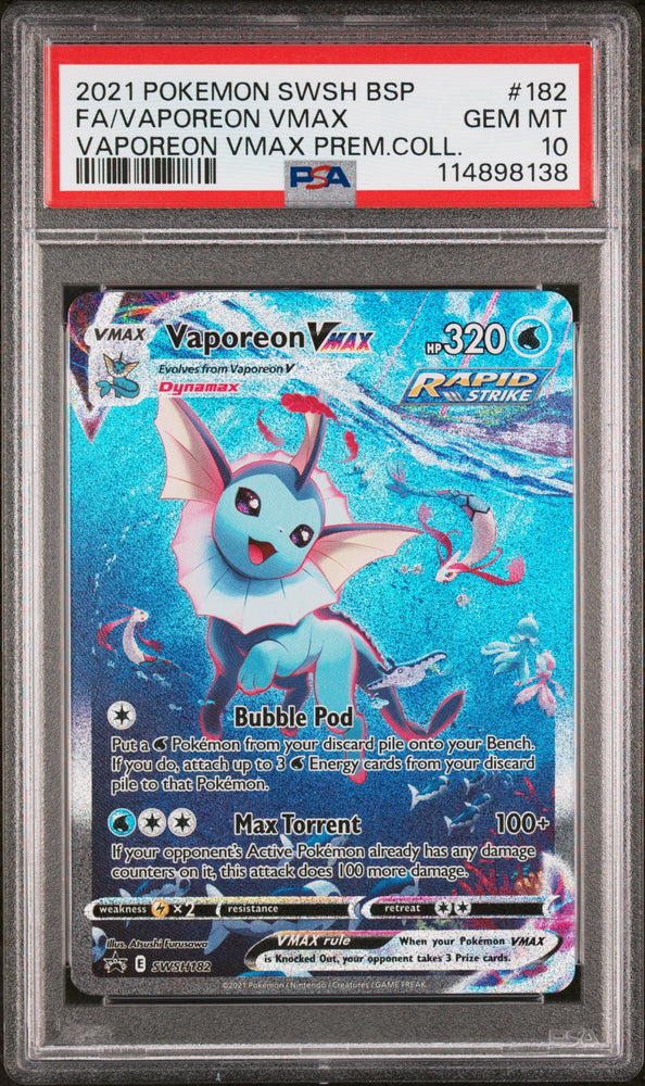 2021 Pokemon SWSH Black Star Promo Vaporeon Vmax 182 - PSA GEM MT 10 - 114898138