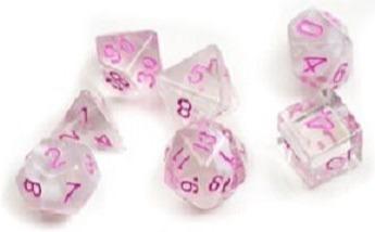 Sirius Dice 7ct Translucent White Cloud with Pink Ink