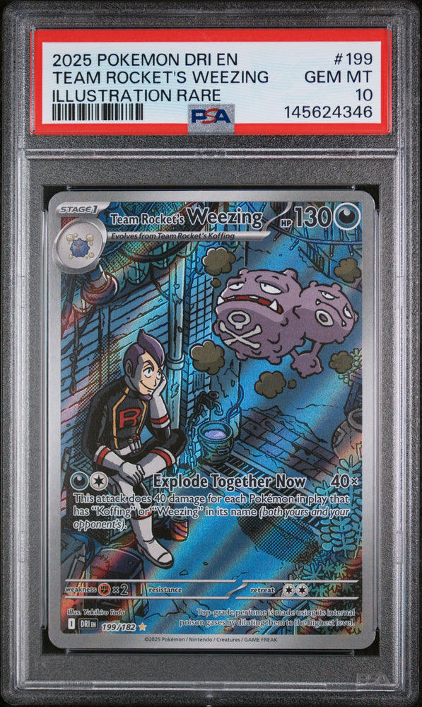 2025 Pokemon Destined Rivals Team Rocket's Weezing 199 - PSA GEM MT 10 - 145624346